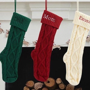 Embroidered Christmas Stockings,Personalized Family Stockings,Monogram Stockings,Knit Christmas Stockings,Christmas Decoration,Gift for kid