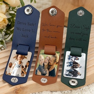 Porte-clés en cuir avec photo et texte, porte-clés personnalisé pour lui, cadeau d'anniversaire, cadeau pour nouveau papa, cadeau pour la fête des pères, cadeau pour homme