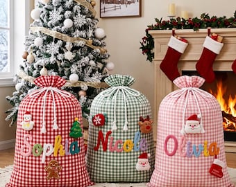 Personalized Large Santa Sack,Christmas Gift Bag,Christmas Bag with Name,Holiday gift bag,Santa Gift Bag,Family Xmas Sack,Xmas Stocking Sack
