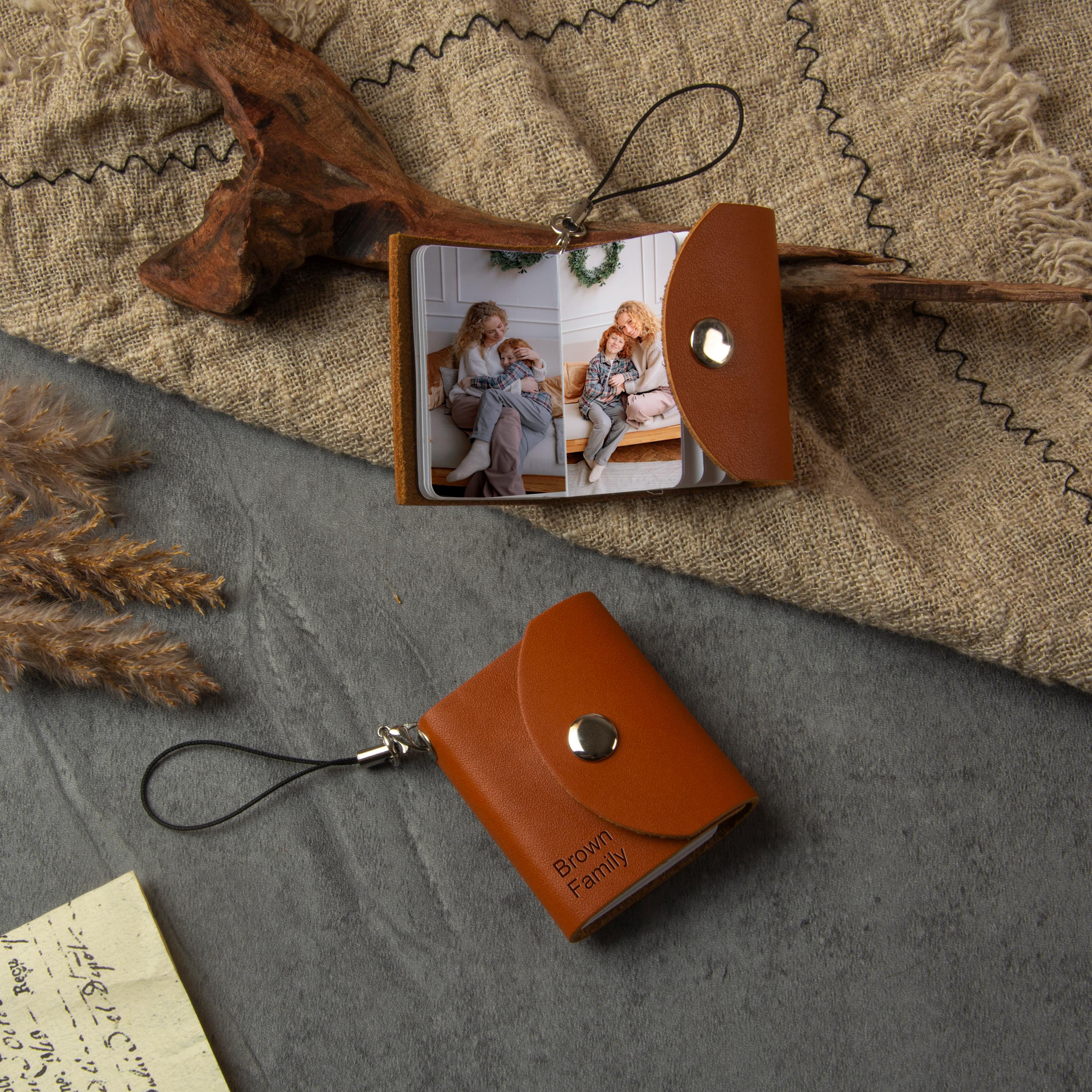 Personalized Mini Photo Album Keychain, Photobook Leather Keychain ...