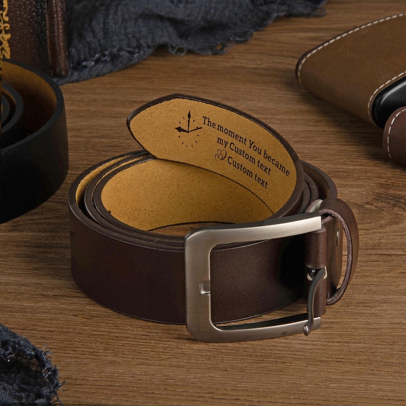 Engraved Genuine Leather Belt for Men, Personalized Belt for Husband Boyfriend, Anniversary Gift for Fiancé, Funny Valentines Gift for Him image 8