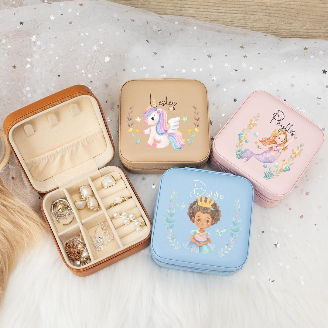 Custom Jewelry Box for Little Girl, Cute Unicorn Jewelry Box, Leather