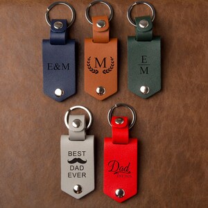 Leather Keychain with Photo and Text, Personalized Keychain for Him, Anniversary Gift, Gift for New Dad, Father's Day Gift, Men's Gift image 10