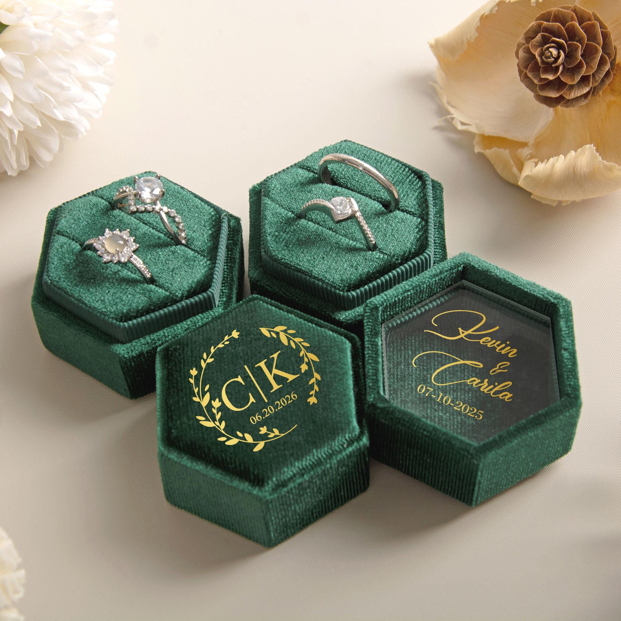 Personalized Velvet Ring Box, Wedding Ring Box, Engagement Ring Box, Proposal Ring Box, Wedding Gift, Anniversary Gifts,Valentine's Day gift