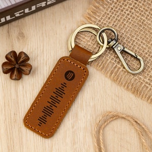 Scannable Spotify Code Keyring, Personalised Leather Music Code ...