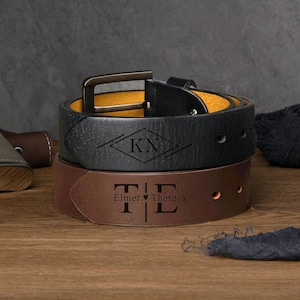 Engraved Genuine Leather Belt for Men, Personalized Belt for Husband Boyfriend, Anniversary Gift for Fiancé, Funny Valentines Gift for Him image 10