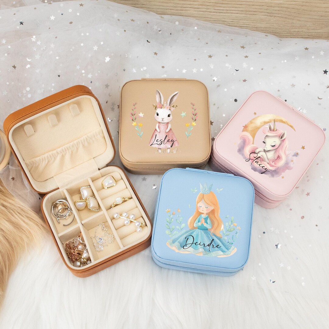 Little Girl Jewelry Box, Personalized Jewelry Box With Cute Princess ...