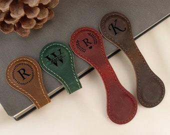 Personalized Leather Magnetic Bookmarks, Engraved Initials/Name Magnetic Book Mark, Gift for Readers,Book Lover Gifts, Gift for Men/Women