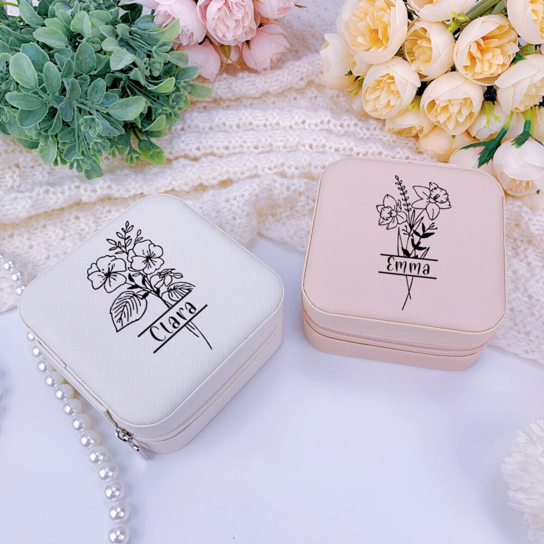 Custom Jewelry Boxbirth Flower Bouquet Jewelry Etsy