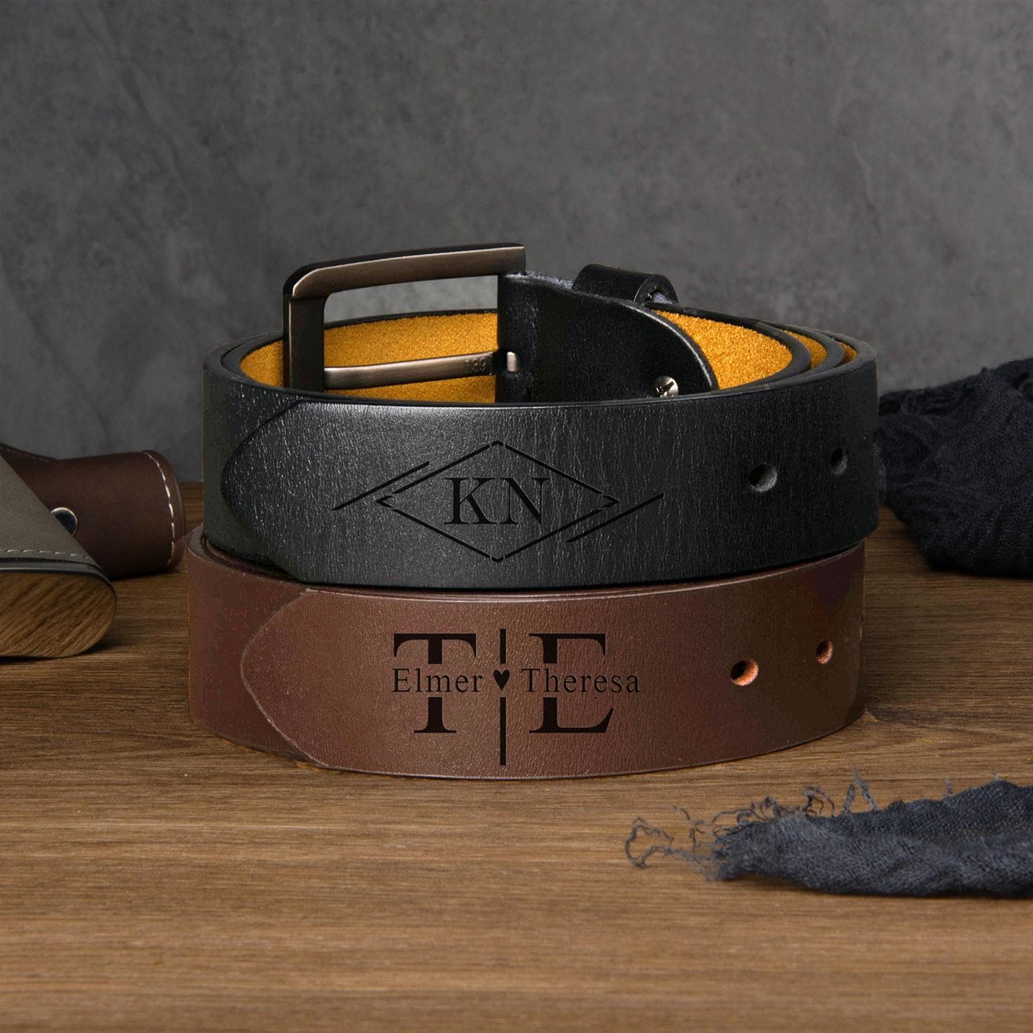 Ceinture Cuir Homme Personnalisée – Gravure Prénom 'Meilleur Papa Du Monde' – Cadeau Fête Des Pères, Mari, Petit Ami