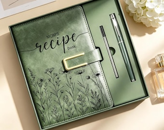 Personalized Recipe Book Leather CookBook Recipe Binder Family Heirloom Housewarming Bridal Shower Gift Wedding Gift for Couple Christmas