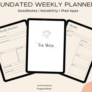 Undated Digital Planner, iPad Weekly Planner, Weekly&Daily Planner, Potrait, Notability Planner, Beige, Minimalist, GoodNotes Planner