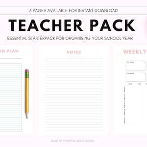 Teacher Planner, Printable A4 Academic Lesson Planner Weekly & Daily Planner