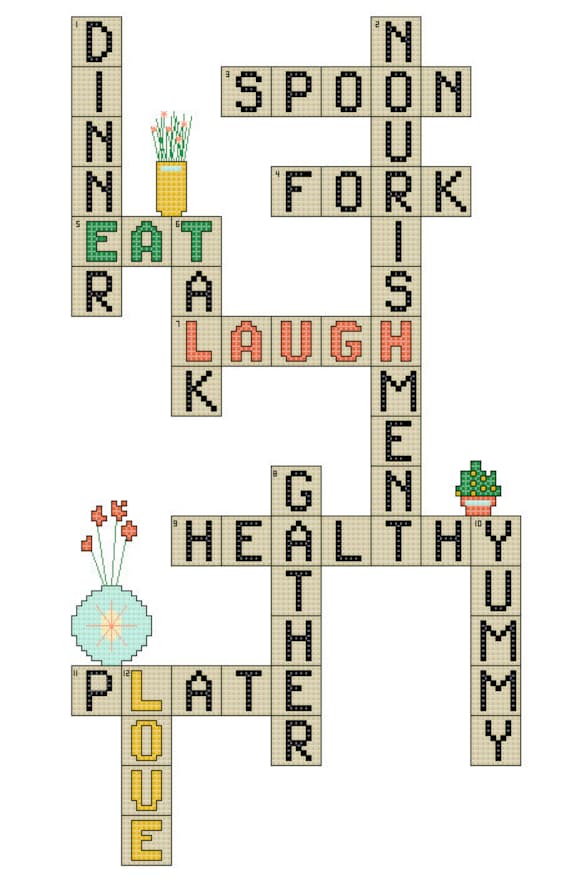 Esszimmer Kreuzwortrtsel, Muster: Eat, Laugh, Love (PDF Download) - Etsy.de