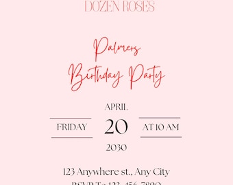 TWO Dozen Roses Birthday Invitation PNG