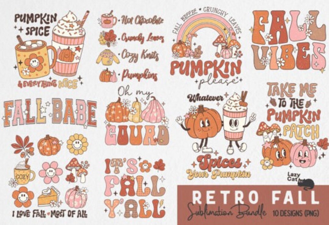 Retro Fall PNG Sublimation Bundle - Etsy