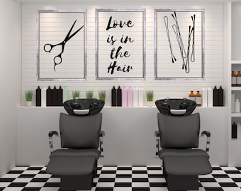Trendy Beauty Salon Wall Art Bundle - 6 Printable Love is in the Hair' Posters