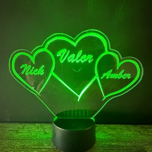 Customizable triple heart led light
