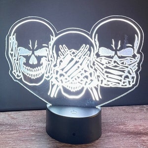 Hear, Speak, Say no evil skeleton Night Light