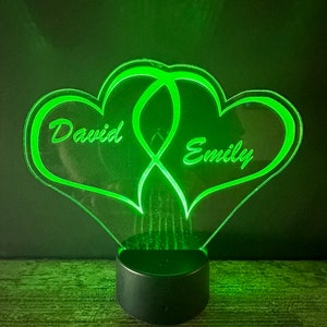 Customizable double heart led light