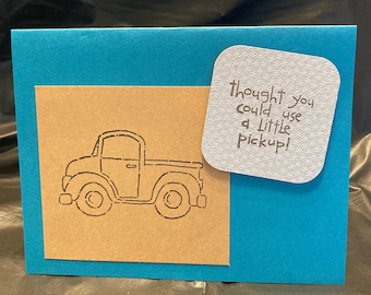 Handmade, Customizable Pick-Up Note Card - Blue