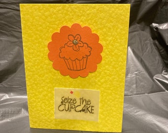 Handmade Birthday Card - Flower Cupcake