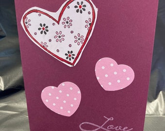 Handmade, Customizable Valentine's Day/Wedding/Anniversary/Sweetest Day Card - Hearts