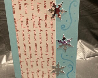 Handmade Winter/Christmas Card - Blue Snowflakes