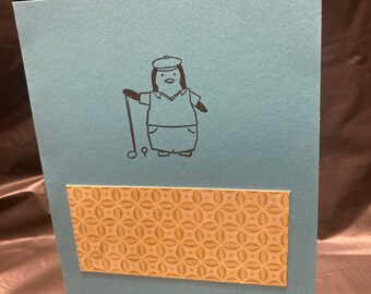 Handmade, Customizable Golfing Penguin Card