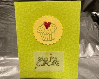 Handmade Birthday Card - Heart Cupcake