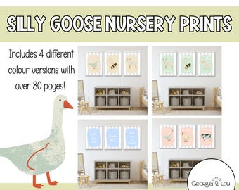 Farm Friends Nursery, Playroom and Classroom Décor Pack | Silly Goose Nursery and Playroom Decor | 80+ Printable Pages | 4 Colour Options