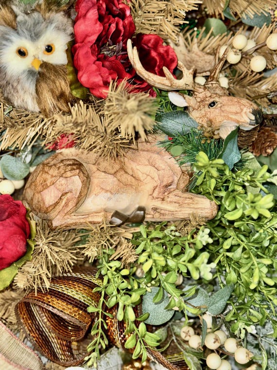 Woodland Moose Christmas Swag, Rustic Holiday Decor - Etsy