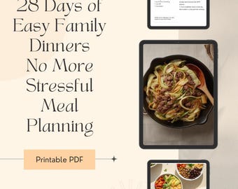 28-Day Family Meal Plan | Healthy Budget Dinners | Printable PDF | Cheap Dinner Ideas | Family Meal Plan Instant Download