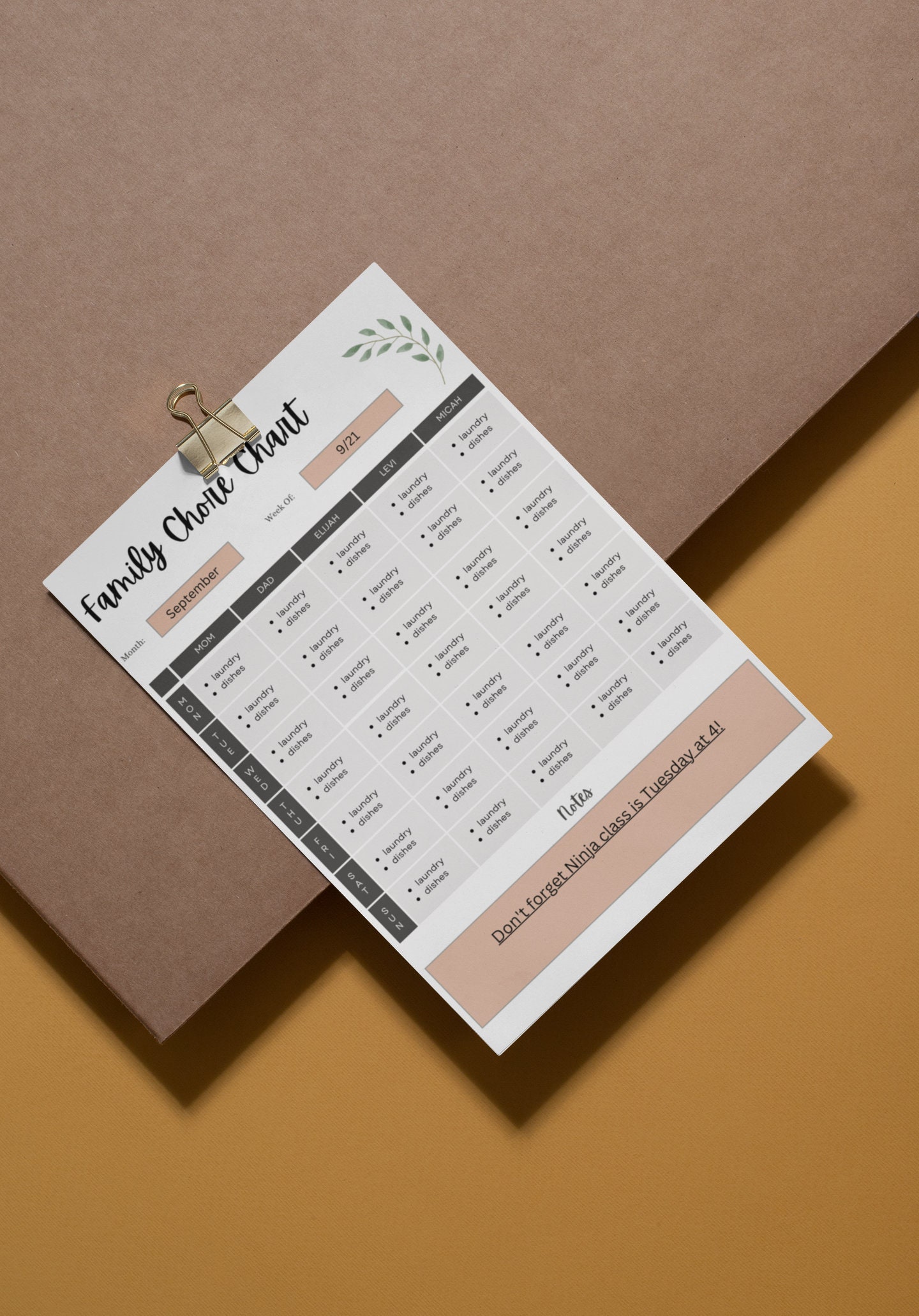 Family Chore Chart Printable Command Center Editable Family Planner ...
