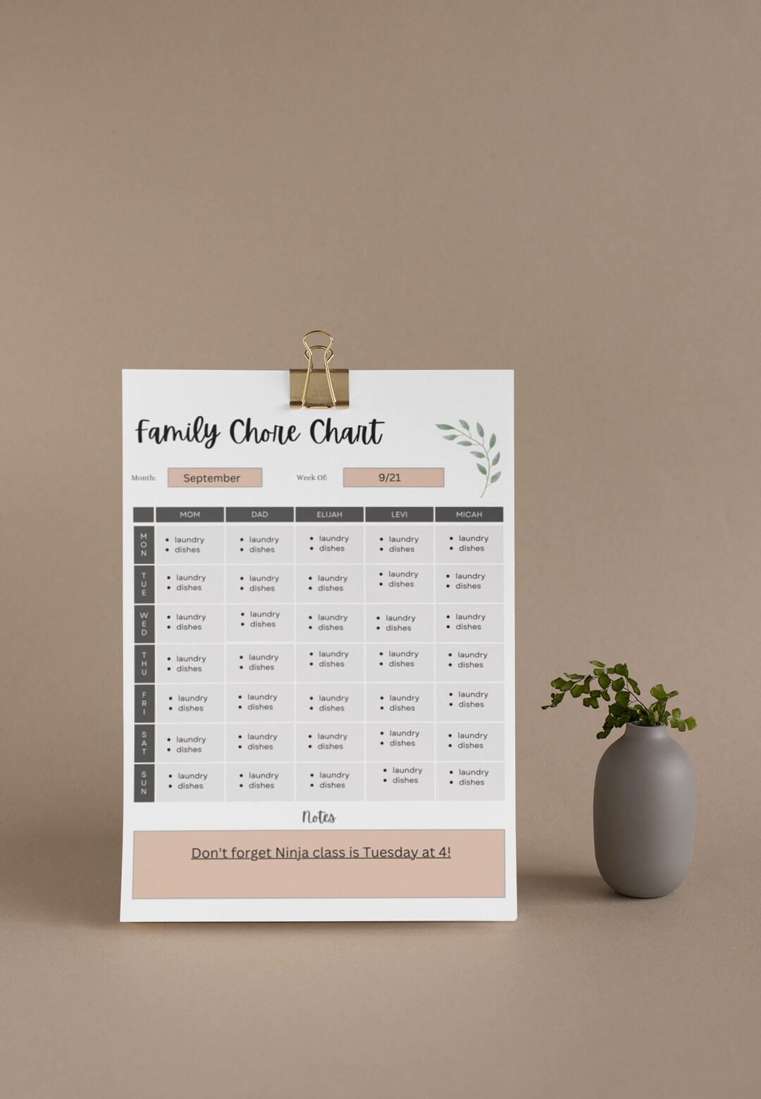 Family Chore Chart Printable Command Center Editable Family Planner ...
