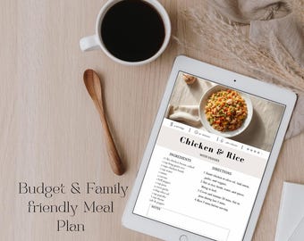 4 week Family Meal Plan | Budget-Friendly Healthy Dinners | Printable Digital Download | Easy Recipes + Grocery Lists
