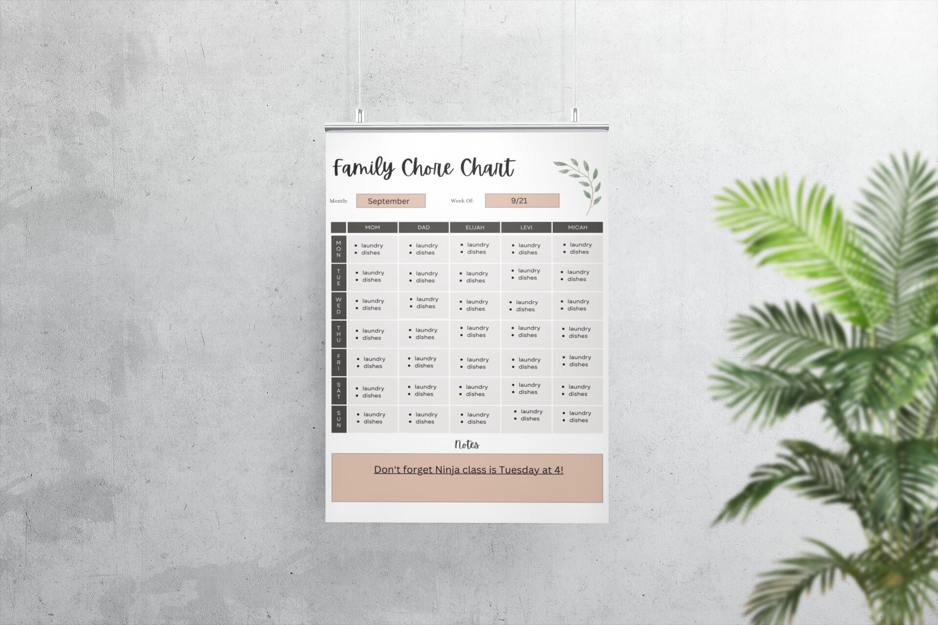 Family Chore Chart Printable Command Center Editable Family Planner ...