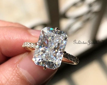 5 Ct D Color White Radiant Moissanite Engagement Ring, Wedding Diamond, VVS1 Grade Excellent, Certified Moissanite Wedding Ring