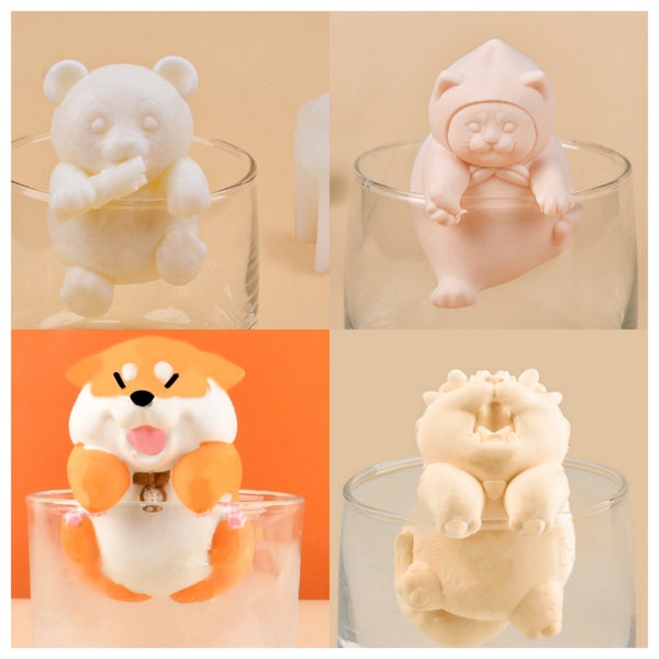 Cat, Dog, Panda, Dragon Ice Cube Molds, Animal Resin Plaster Candle Scented Molds