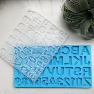 Alfabeto brillante Letras mayúsculas y números Molde de resina / Molde de llavero / Nombre Molde personalizado