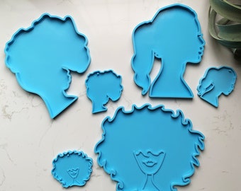 Afro resin coaster mold | Keychain silicone mold | Girl pendant mold