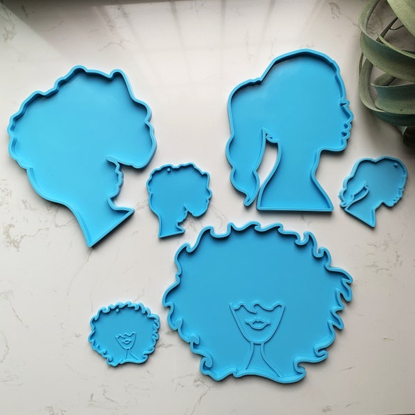 Afro resin coaster mold | Keychain silicone mold | Girl pendant mold