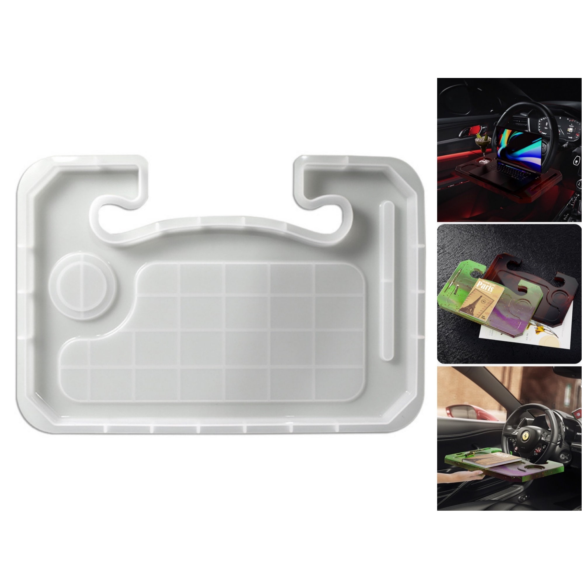 JEYUQAXY Jeyuqaxy Steering Wheel Tray Resin Molds, Car Tray Desk Molds For Epoxy  Resin, Diy Resin Epoxy Casting Craft Car Table Mount Ste