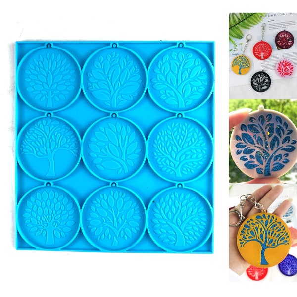 Tree of Life Keychain Mold | DIY Epoxy Resin Round Tree Earring Mold | Decoration Magic Tree Pendant Mold