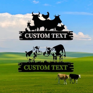 Custom Cow Farm Metal Sign, Cow Ranch Name Sign, Cow and Calf Hanging, Cattle Farm Sign, Cow Door Hanger, Outdoor Sign, Barn Sign