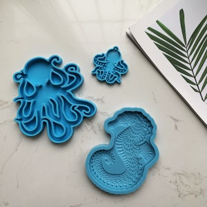Octopus keycahin silicone mold | Seahorse resin coaster mold | Epoxy mold