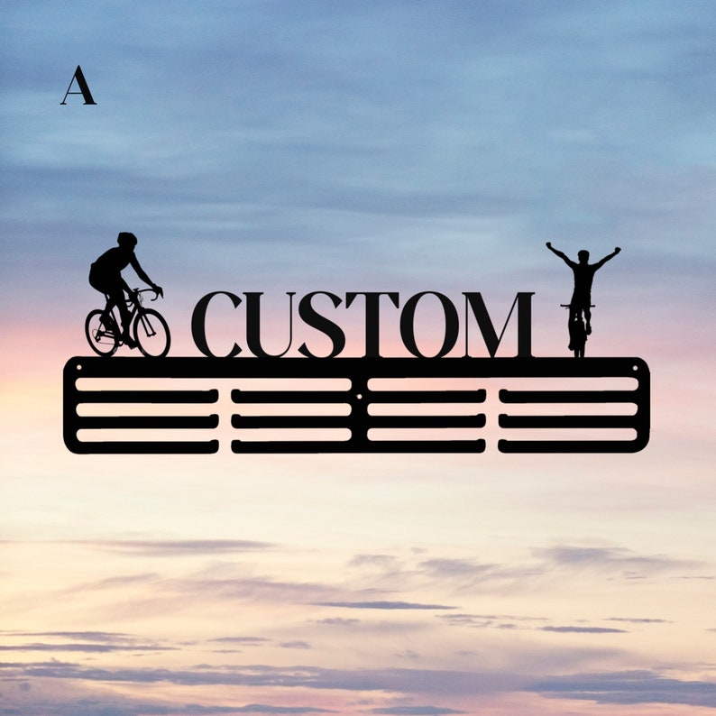 Personalized Cycle Race Medal Holder, Customized Cyclist Names, Color ...
