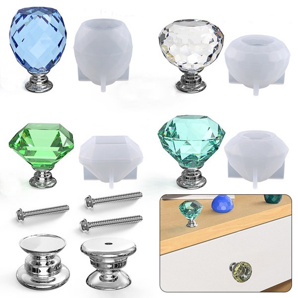 Diamantform | Schubladengriff Gießharzform | Epoxy Gießformen handgemacht Home Carft mit Zubehör