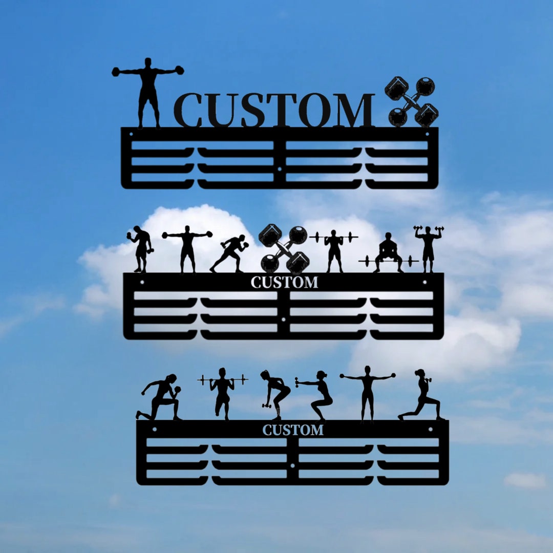 Custom Gym Medal Holder, Custom Weightlifter Name Metal Sign, Color ...