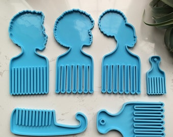 Large Afro comb molds,Hair pick molds,Afro head mold,Couple comb molds